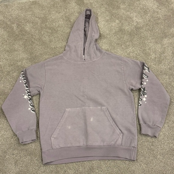 TALENTLESS Women's Purple Rain Pastel Airbrush Logo Sleeve Cotton Hoodie Medium - Picture 2 of 8